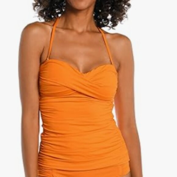La Blanca Women's Bandeau Tankini Swimsuit Top Tangerine 4 - Picture 1 of 6